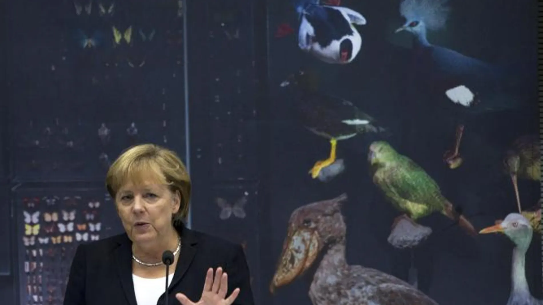 Angela Merkel, durante un acto hoy en Berlín