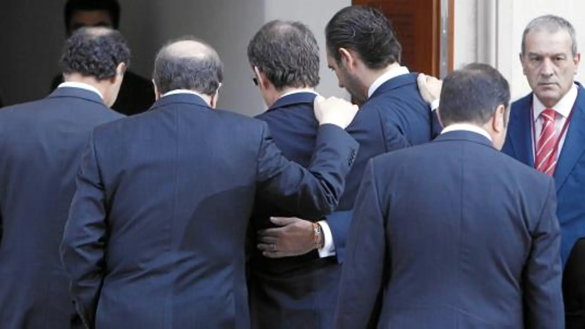 Los barones del PP escenificaron su unión. En la imagen, Ignacio Diego, Juan Vicente Herrera, Feijóo y Bauzá
