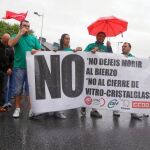 Reciente protesta de los trabajadores de Vitro Cristalglass por las calles de Ponferrada