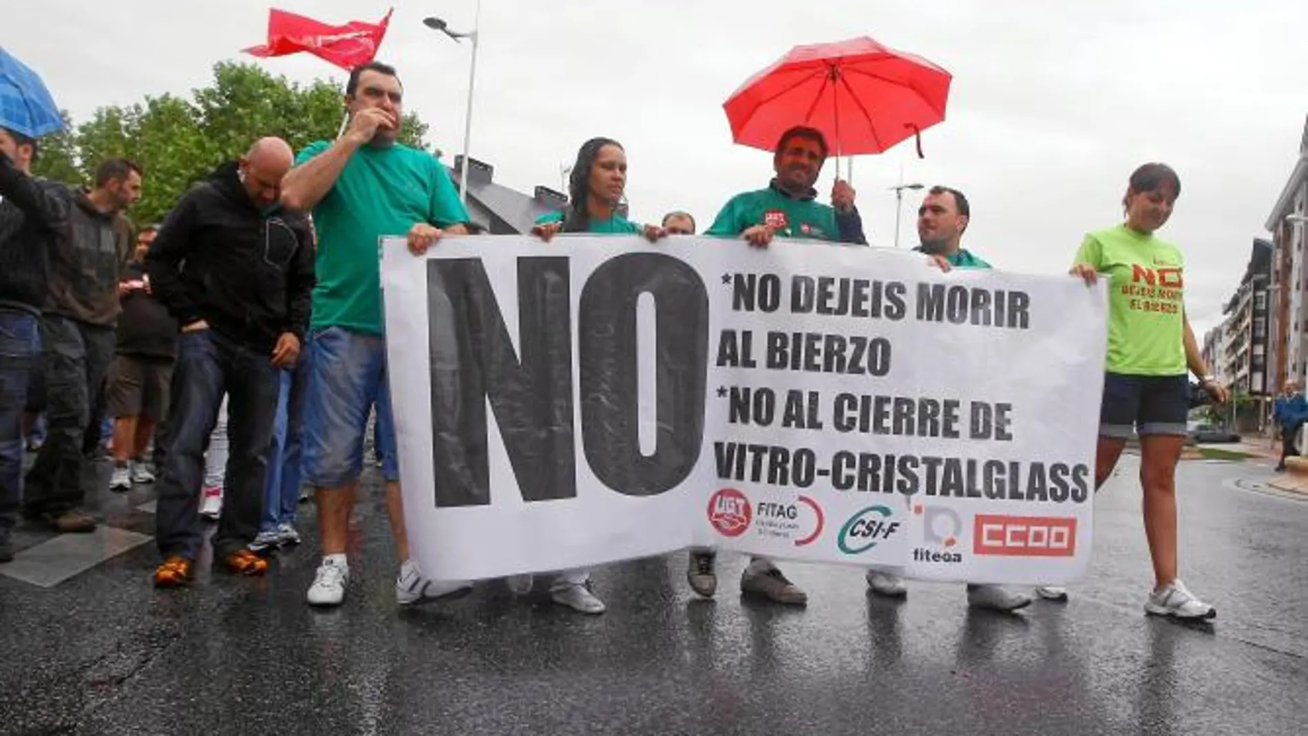 Reciente protesta de los trabajadores de Vitro Cristalglass por las calles de Ponferrada