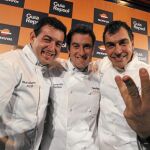 Ricard Camarena, Josean Alija y Ramón Freixa, ayer en Madrid