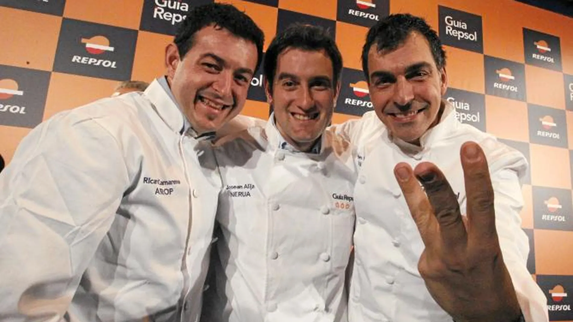 Ricard Camarena, Josean Alija y Ramón Freixa, ayer en Madrid