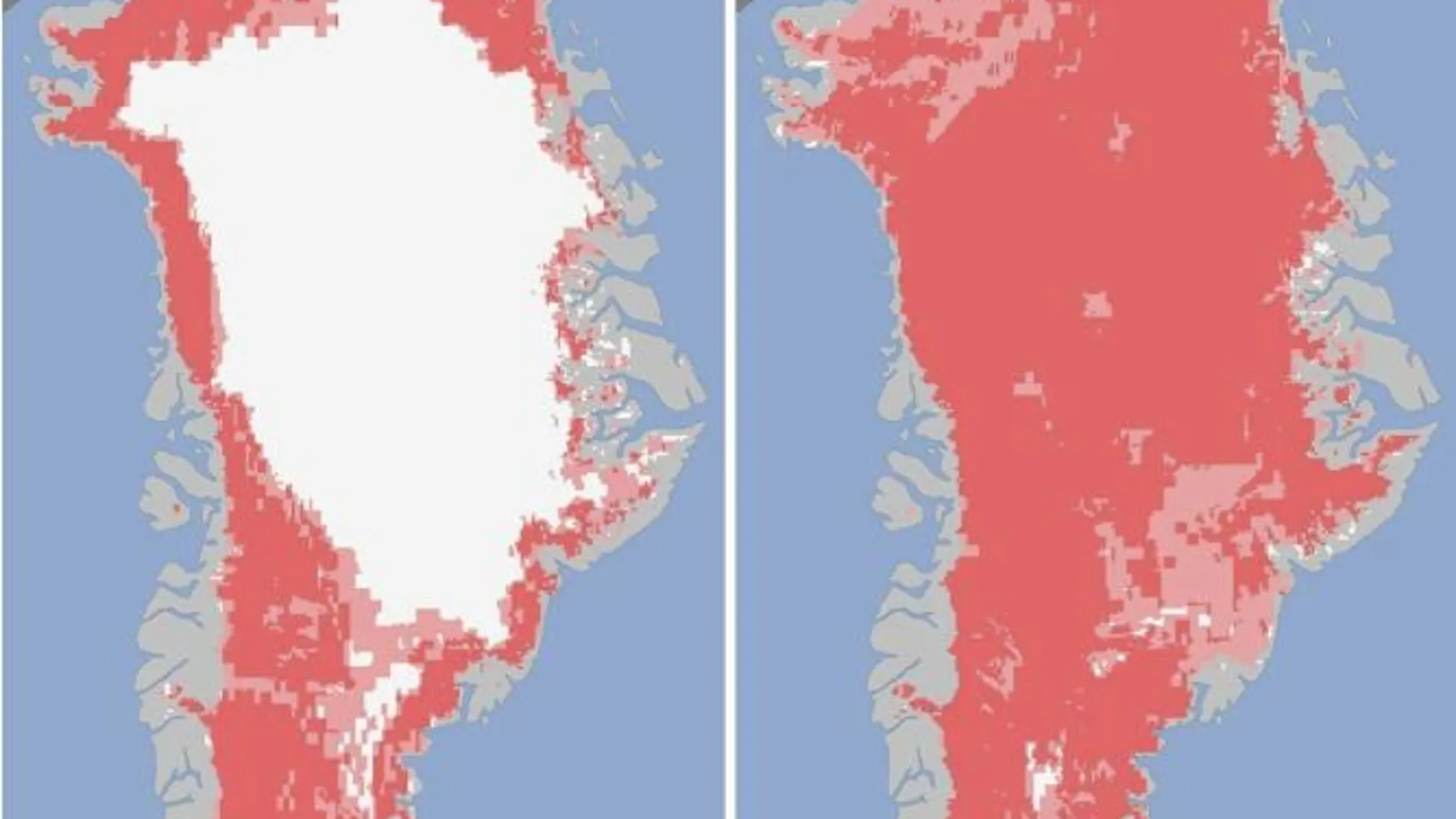 Groenlandia perdió casi toda su capa de hielo durante unos días en julio