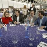 Rajoy durante el mitin-almuerzo celebrado hoy en La Coruña