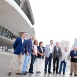 Clemente, González Pons, Mato, Barberá, Rajoy, Fabra, Rus y Cotino a la entrada del congreso, en el Palau de les Arts