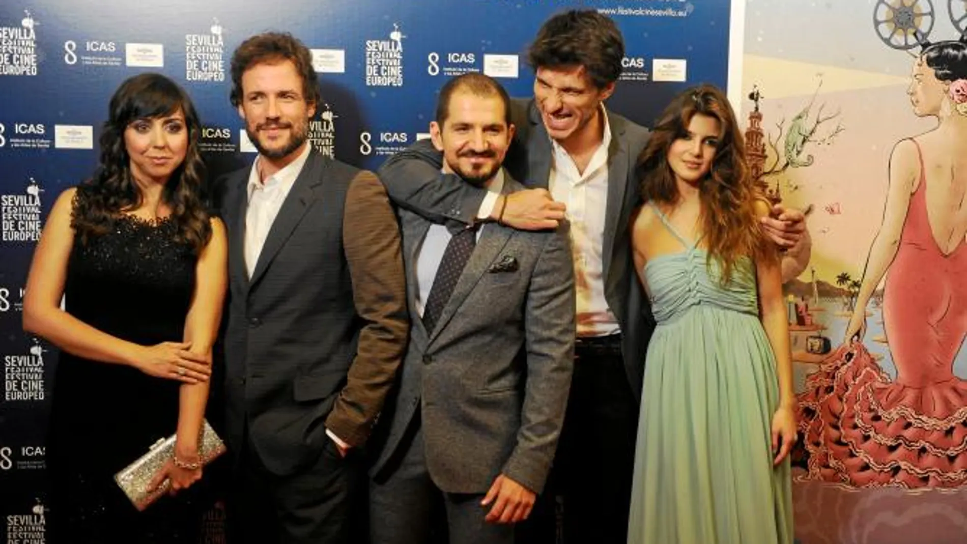 El elenco de «Fin» (Velencoso y Clara Lago, entre ellos), el filme que abrió el festival