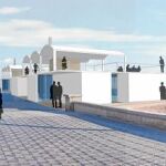 Figuración del diseño provisional que han ideado los hosteleros de la playa de la Malvarrosa