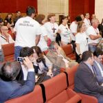 Trabajadores de la Agencia del Agua irrumpieron en la Cámara en septiembre de 2010 al grito de «soltad el Guadalquivir»