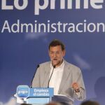 Rajoy, durante su intervención hoy en el acto de Zaragoza