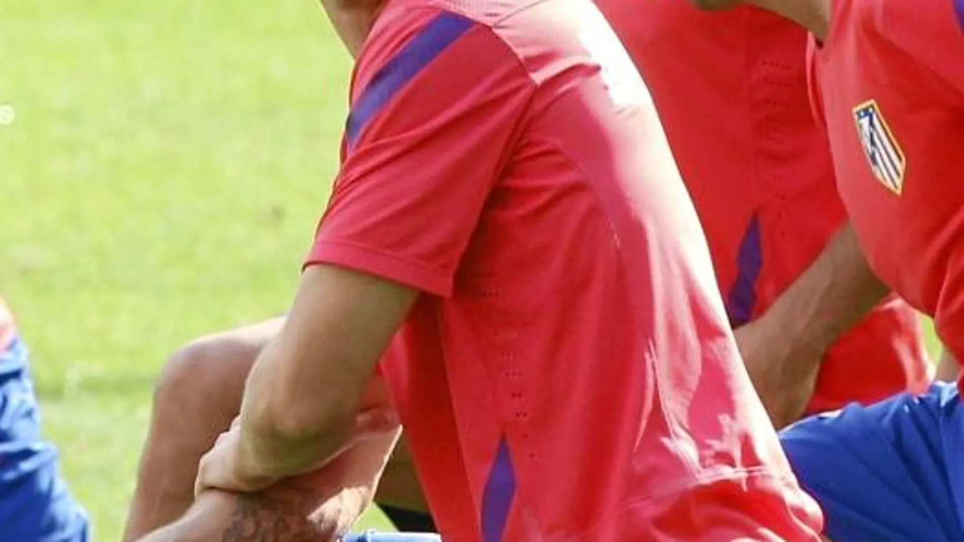 Gabi, durante un entrenamiento con el Atlético