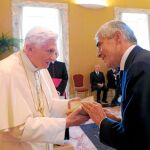 Benedicto XVI durante la audiencia de ayer con políticos democristianos