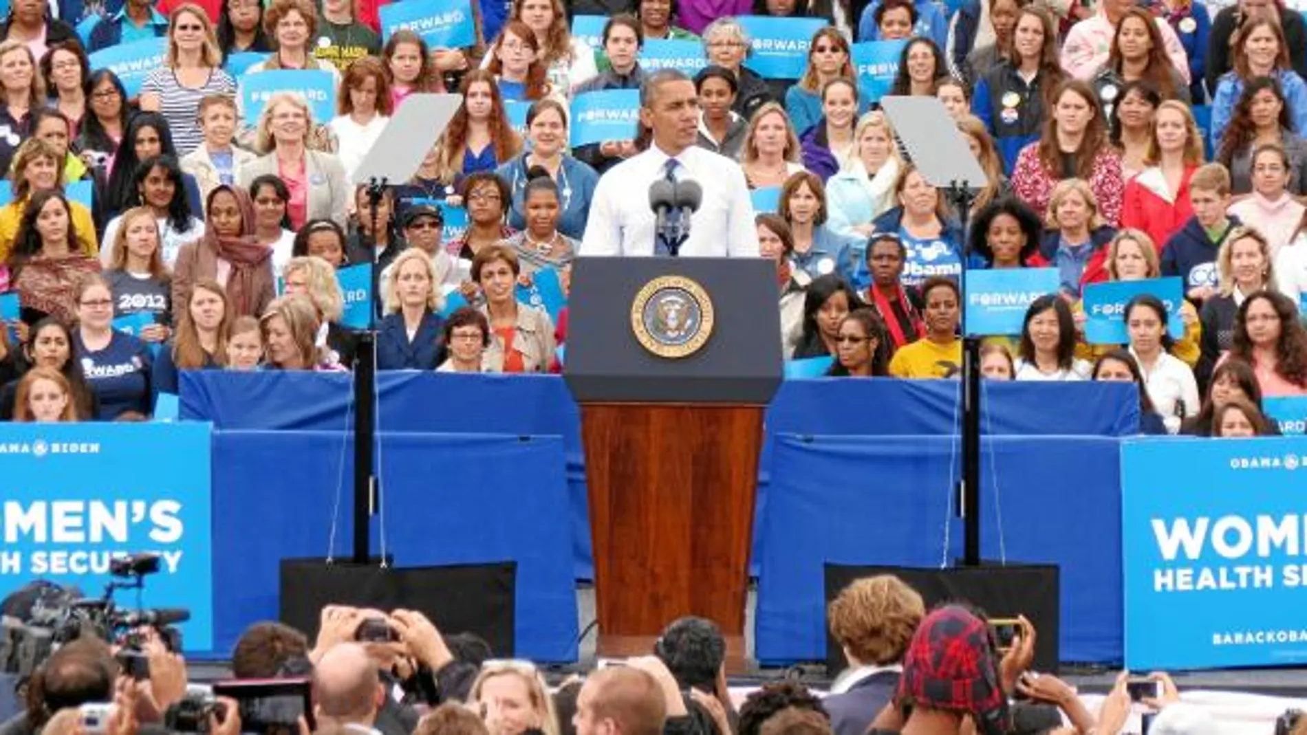 Obama, durante un acto de campaña en la Universidad George Mason en Fairfax, Virginia