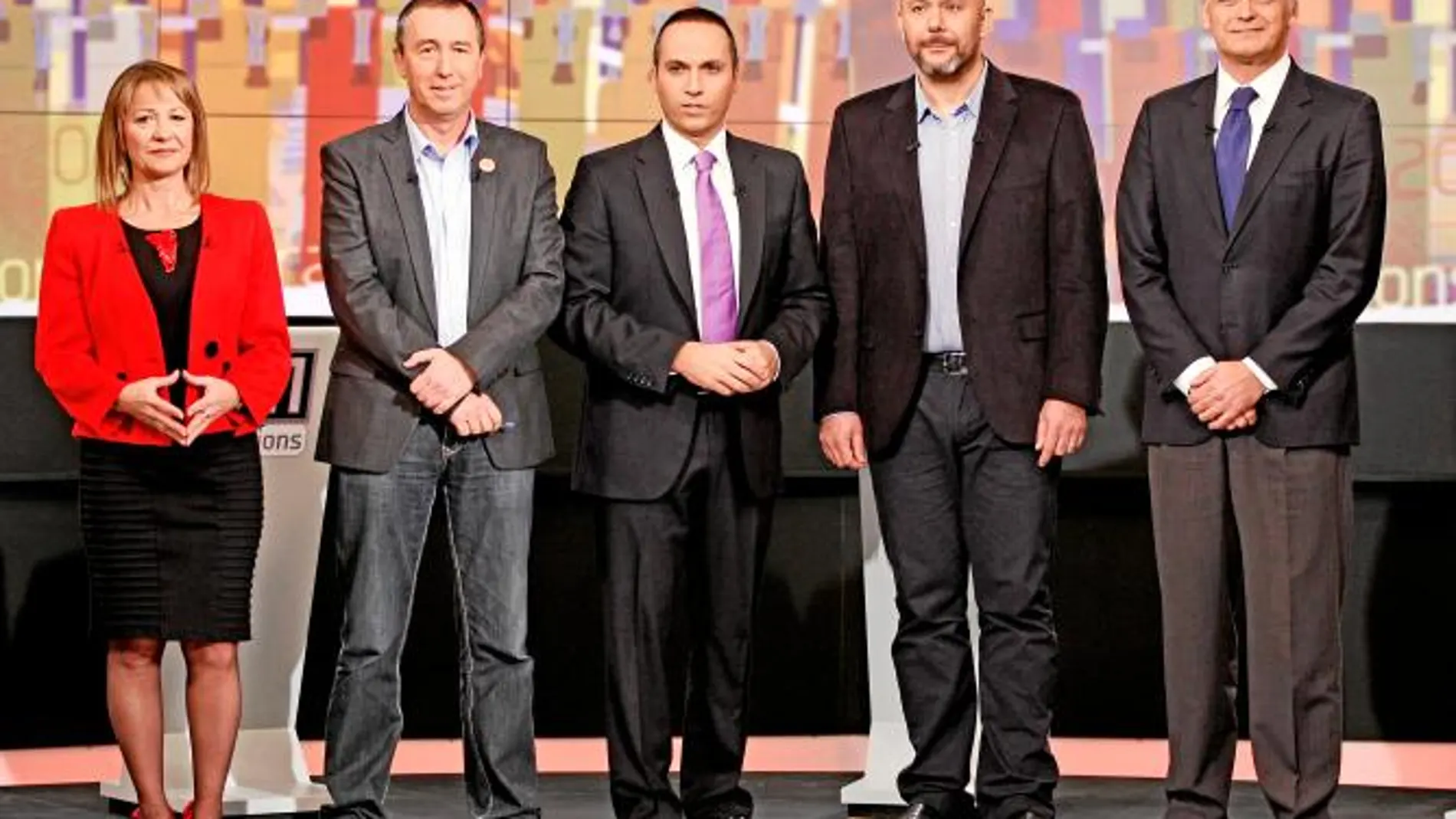 Los cuatro cabeza de lista al Congreso de los Diputados: Rodríguez-Piñero, Baldoví, Sixto y González Pons ayer