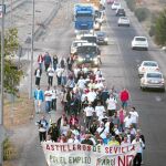 Los trabajadores de Astilleros de Sevilla mantienen su marcha hacia Madrid como protesta por el cierre de la factoría