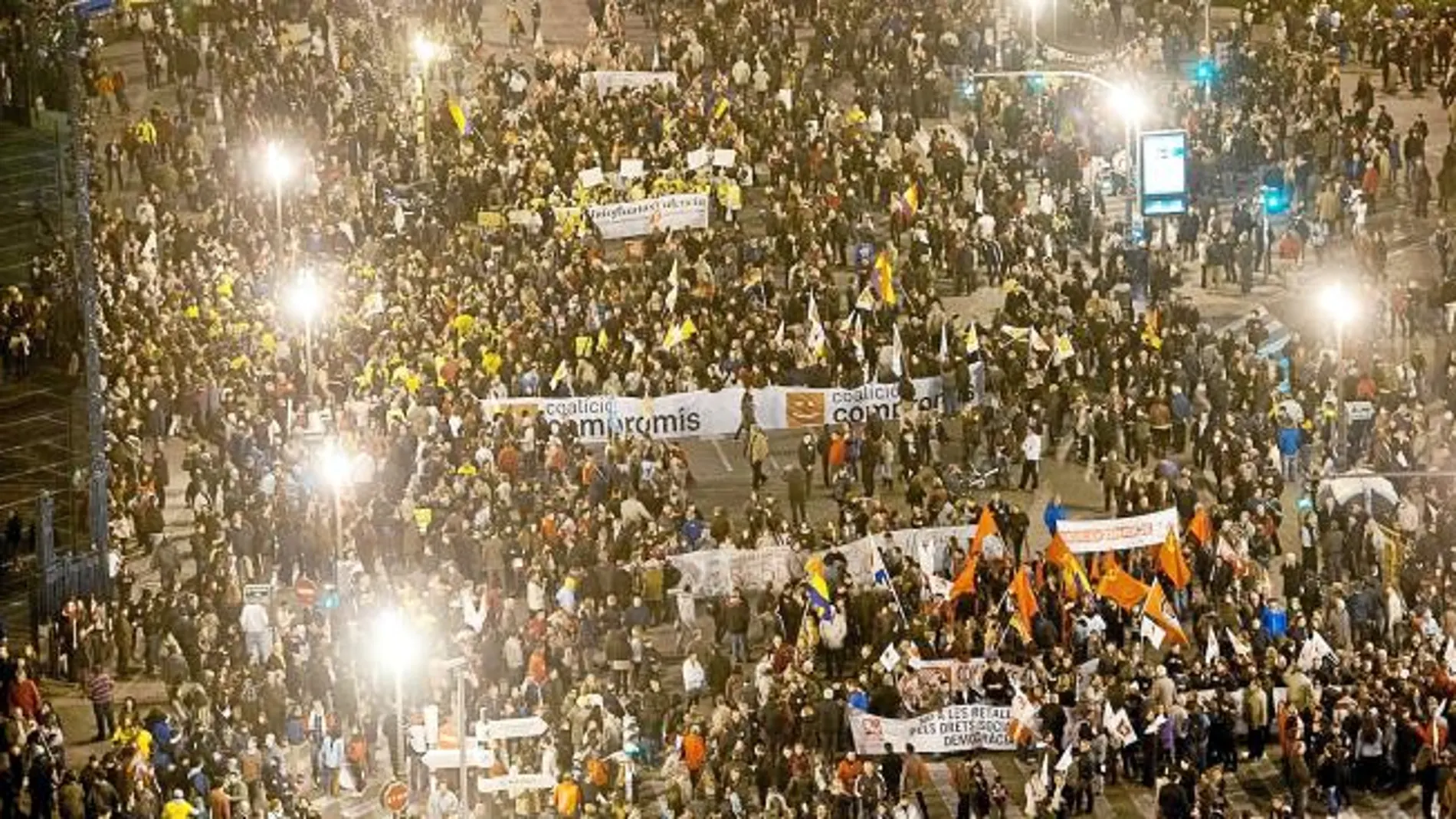 Imagen de la manifestación que recorrió las calles de Valencia, desde San Agustín hasta Viveros