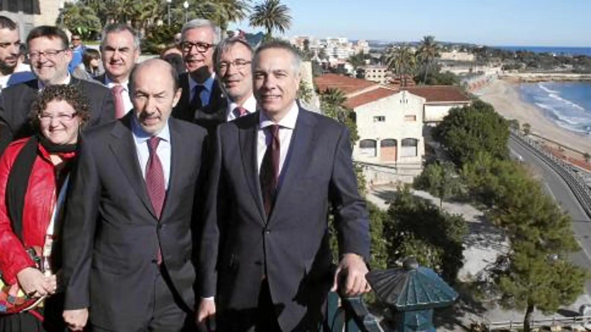 Rubalcaba y Navarro ayer en Tarragona defendieron el corredor mediterráneo