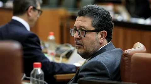 El líder de Vox en Andalucía Francisco Serrano, en el Parlamento de Andalucía