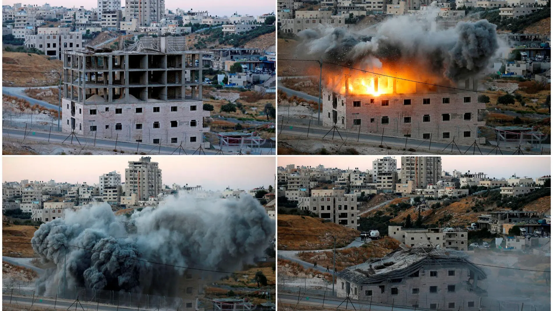 Momento en que las fuerzas israelíes derriban un bloqu de viviendas en Jerusalén Este/Reuters