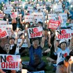 Protesta en Seúl contra el primer ministro japonés Shizo Abe