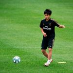 Kubo, en un entrenamiento del Real Madrid