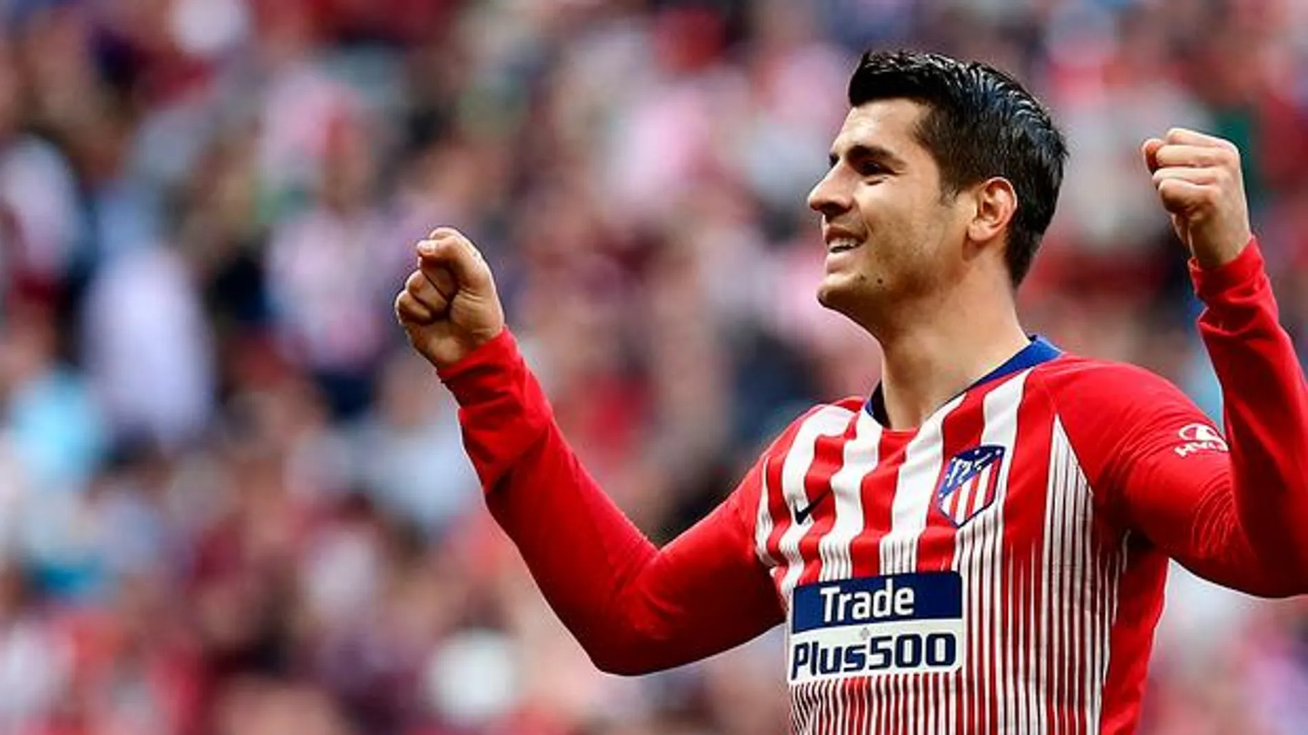 Morata, con la camiseta del Atlético