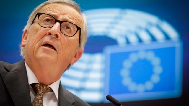 Jean-Claude Juncker hoy durante su intervención ante el Parlamento europeo/Efe