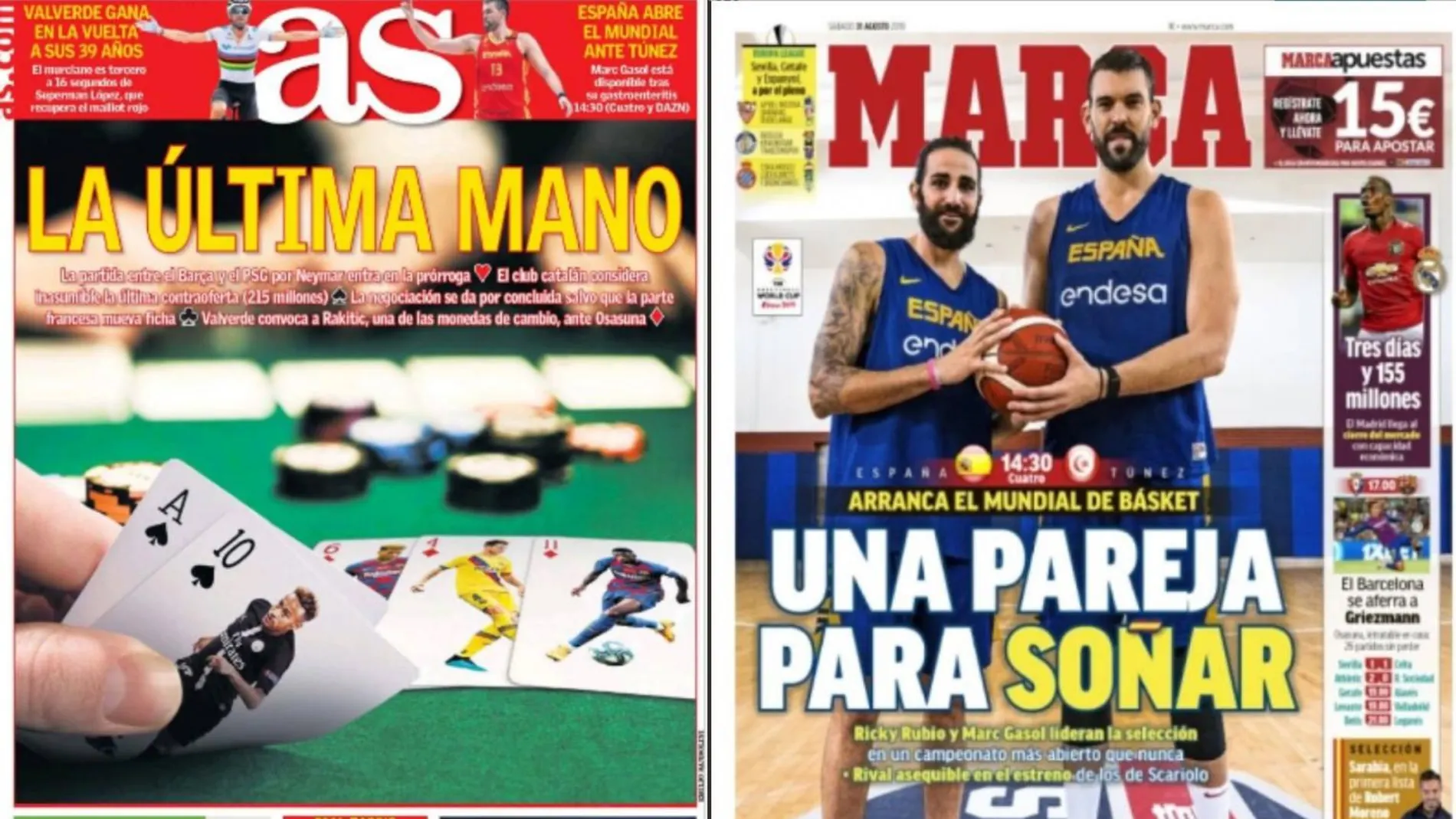 Las portadas de la prensa deportiva