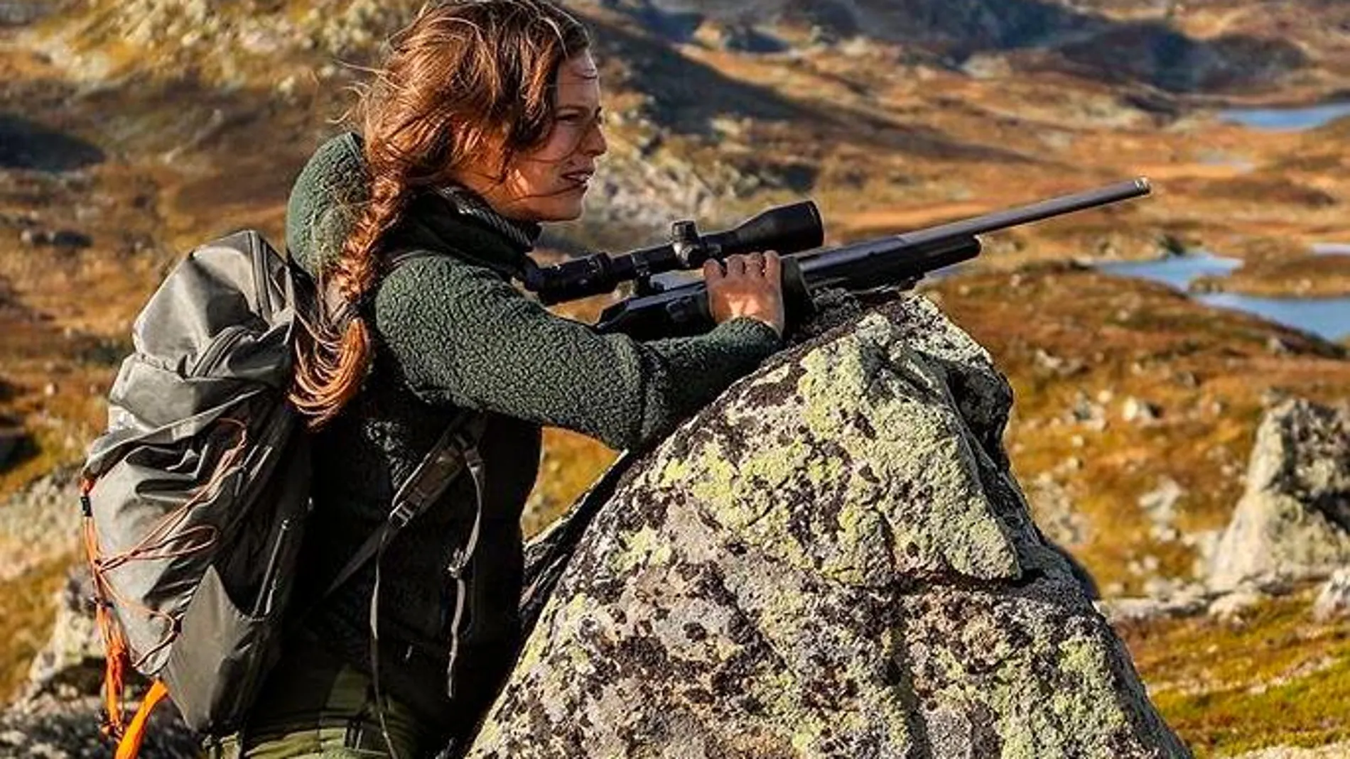 Marijke Ottema durante una jornada de caza