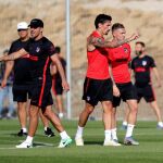 El Atlético, durante un entrenamiento de pretemporada