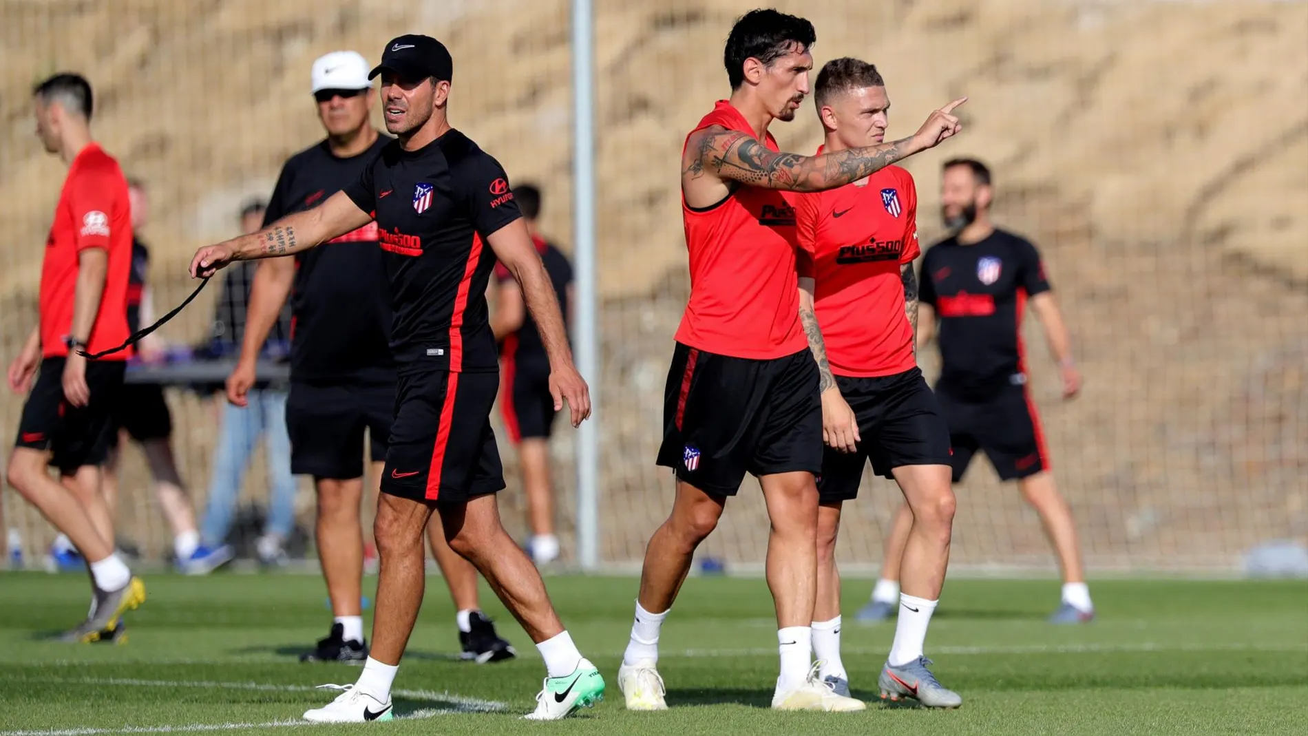 El Atlético, durante un entrenamiento de pretemporada