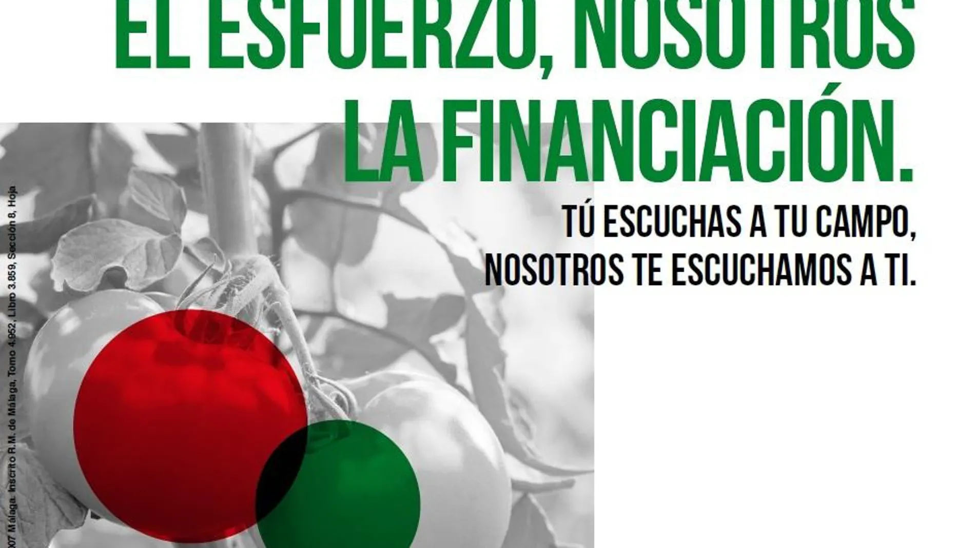 Cartel publicitario que ilustra la nueva campaña de financiación para agricultores / La Razón