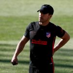 Diego Pablo Simeone durante el entrenamiento del viernes del Atlético de Madrid