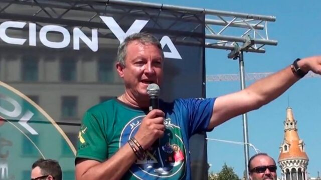 El secretario general de Jupol, José María García, en una concentración por la equiparación