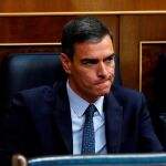 El candidato socialista a la Presidencia del Gobierno, Pedro Sánchez, durante la primera votación del debate de investidura