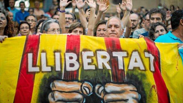 Concentración independentista el pasado lunes en Sabadell en protesta por la detención de los nueve integrantes de los Comités de Defensa de la República (CDR)