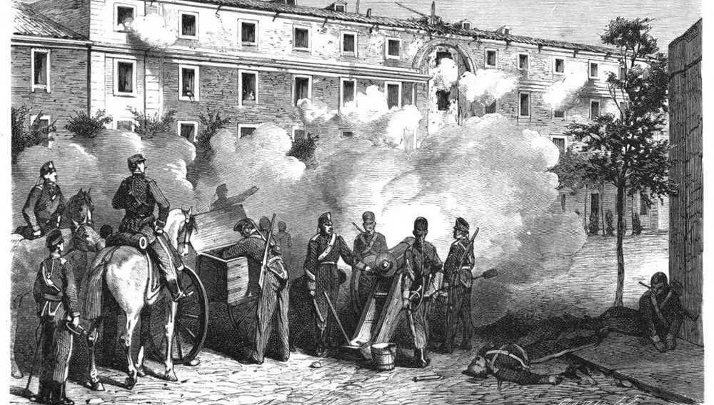 Ilustración de la sublevación en el cuartel de San Gil, en leganitos