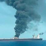 Imagen de Iribnews del petrolero iraní atacado
