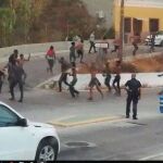 Momento en que los inmigrantes llegan a las calles de Ceuta