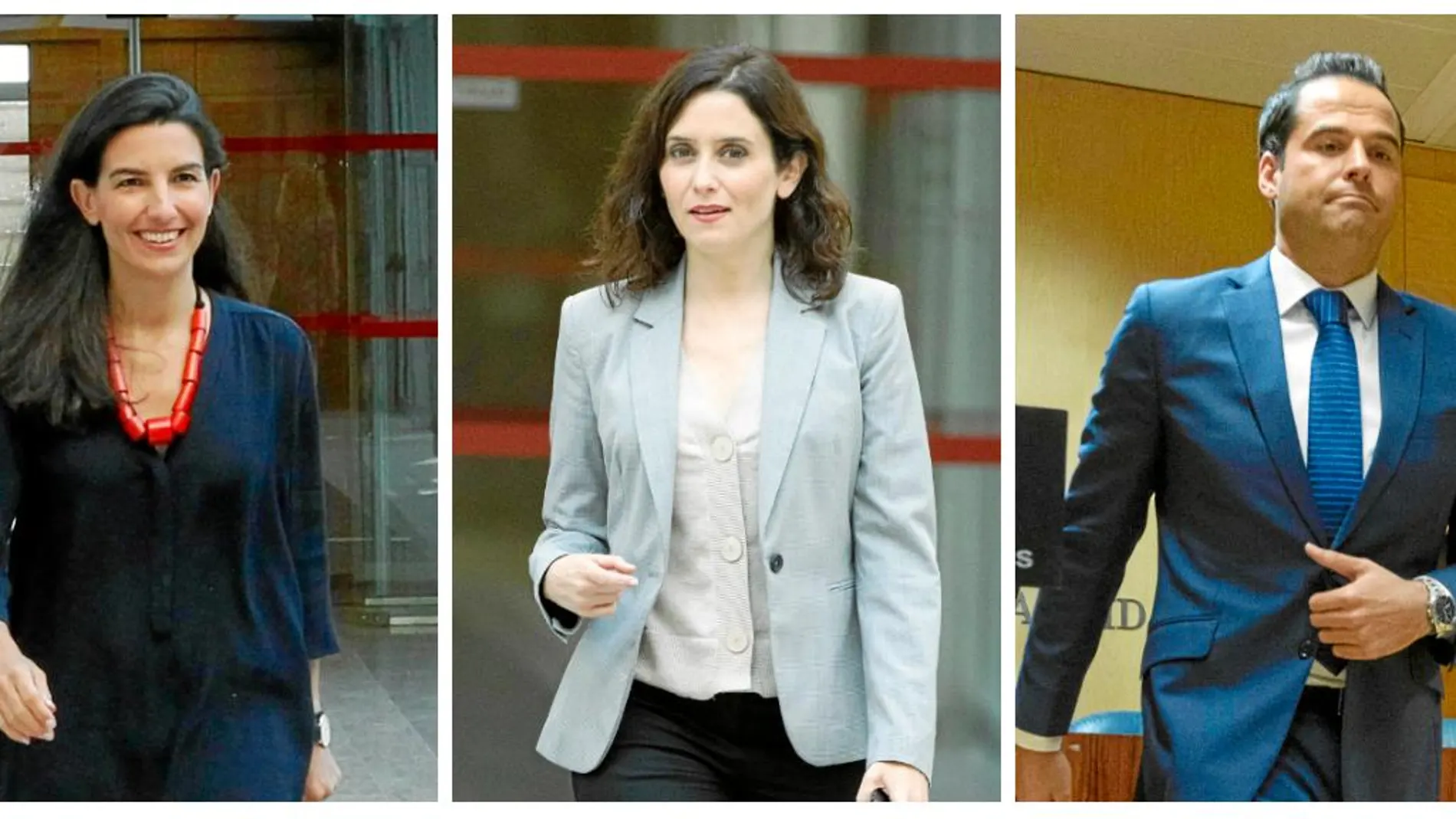 Rocío Monasterio (VOX), Isabel Díaz Ayuso (PP) e Ignacio Aguado (Cs) se aliarán para que la candidata popular salga investida presidenta esta semana
