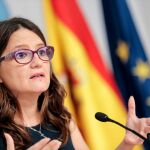 Oltra en una rueda de prensa tras la sesión plenaria semanal, el pasado 13 de julio