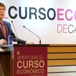 El presidente de Castilla y León, Alfonso Fernández Mañueco, interviene en el acto de Apertura del Curso Económico