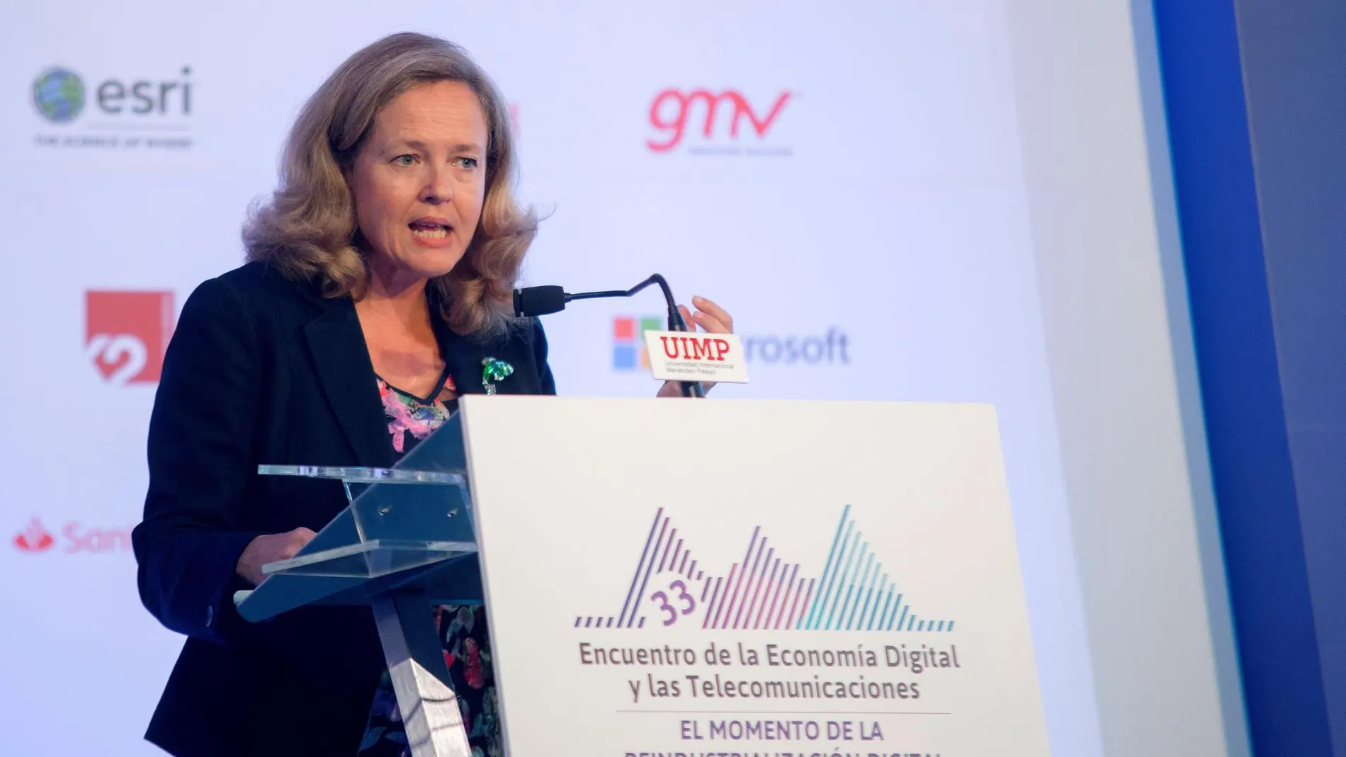 La ministra de Economía y Empresa en funciones, Nadia Calviño, en Santander