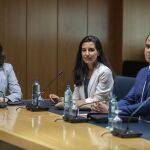 Isabel Díaz Ayuso (PP), Rocío Monasterio (VOX) e Ignacio Aguado (Cs)