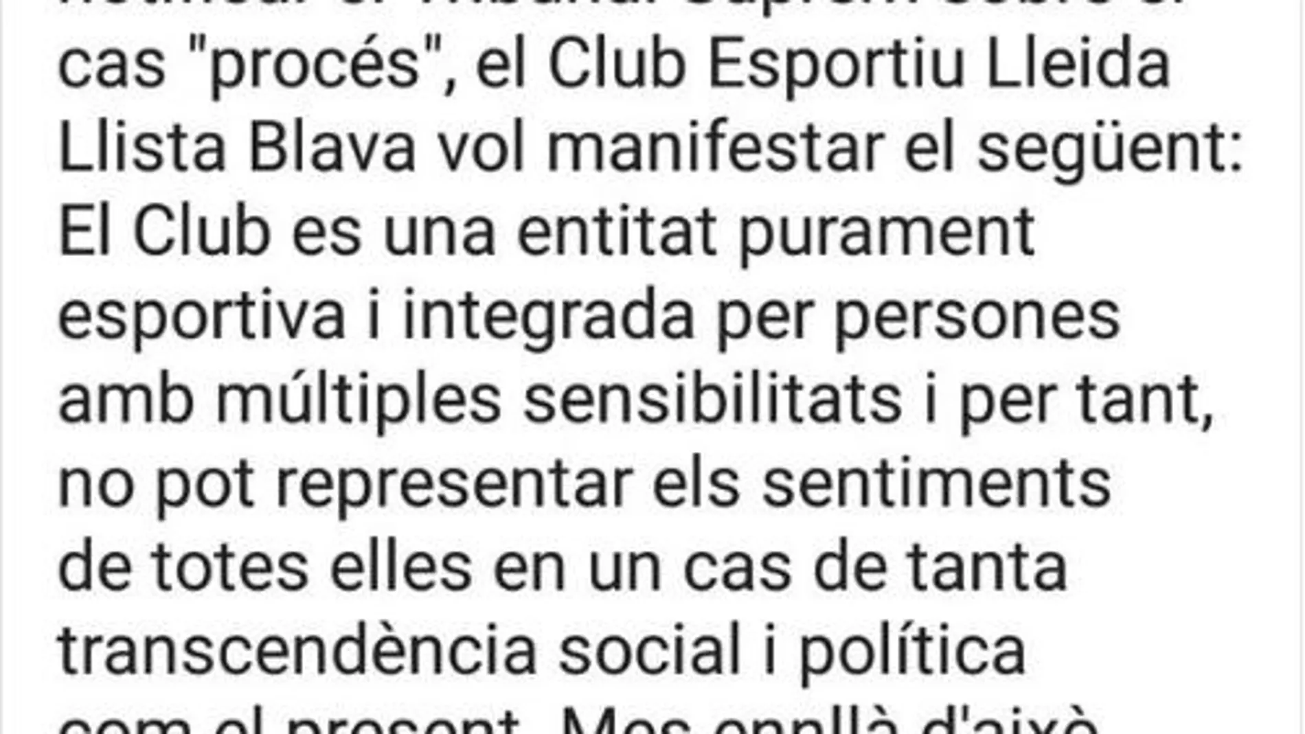 “Vergüenza”, la respuesta de los jugadores al club de Lleida que aseguró respetar la sentencia del proces