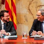 El vicepresidente del Govern y conseller de Economía, Pere Aragonès, en la primera reunión del ejecutivo catalán