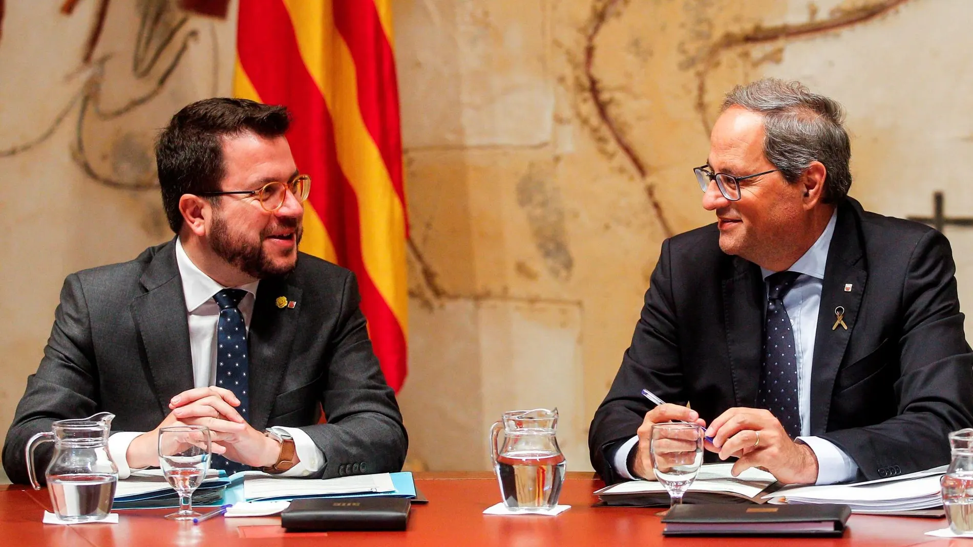 El vicepresidente del Govern y conseller de Economía, Pere Aragonès, en la primera reunión del ejecutivo catalán