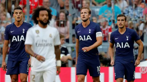 Kane, de fondo, autor del primer gol del Tottenham