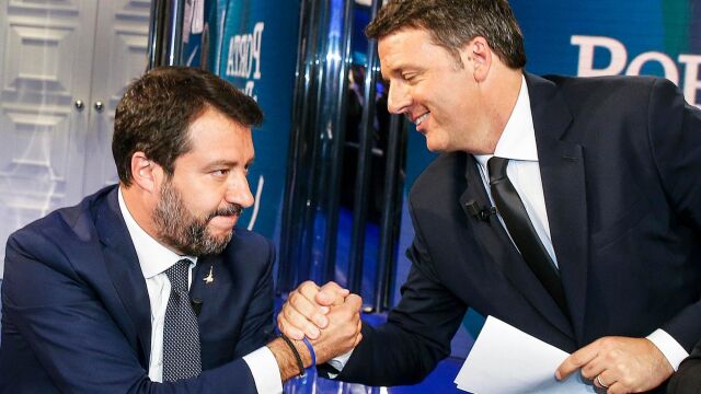 Salvini y Renzi, anoche, en un debate de televisión/EFE