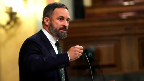 El presidente de Vox, Santiago Abascal, este jueves ante el Pleno del Congreso/efe