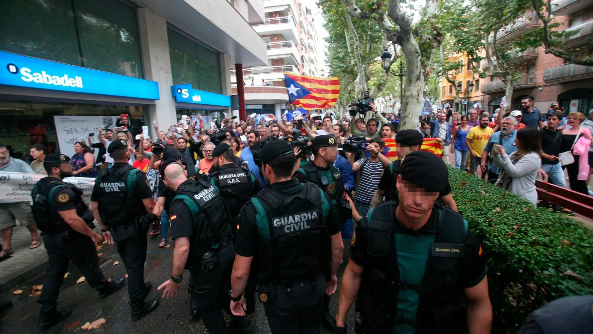 Guardia Civiles durante una manifestación en independentista en Barcelona en 2018/Foto: Ap